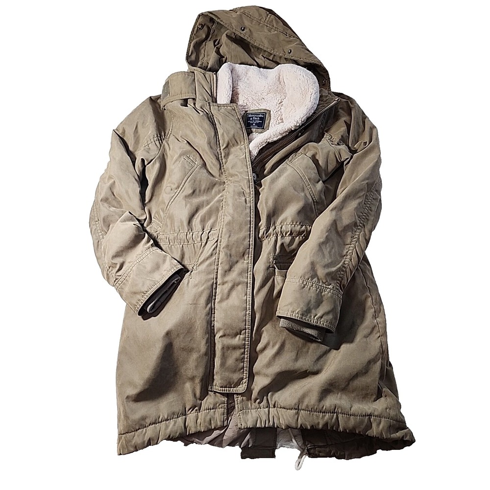 Vintage Y2K Abercrombie Fitch Jacket Womens XS Sherpa Lined‎ Military Parka Coat